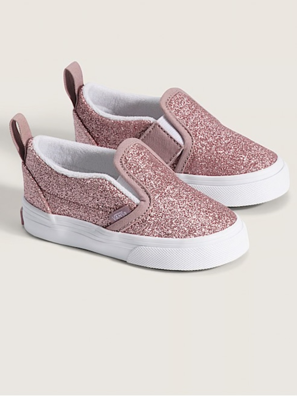 Vans Toddler Classic Slip-On V Shoe size 7 Glitter Rose Gold Pink